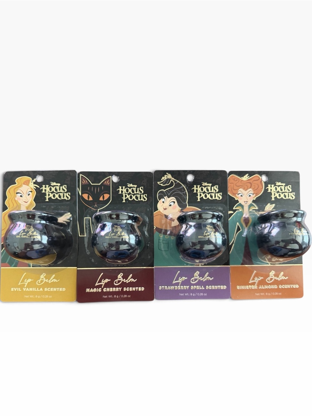 Disney Hocus Pocus Lip Balm Set of 4 Cauldron Scents Cherry Vanilla